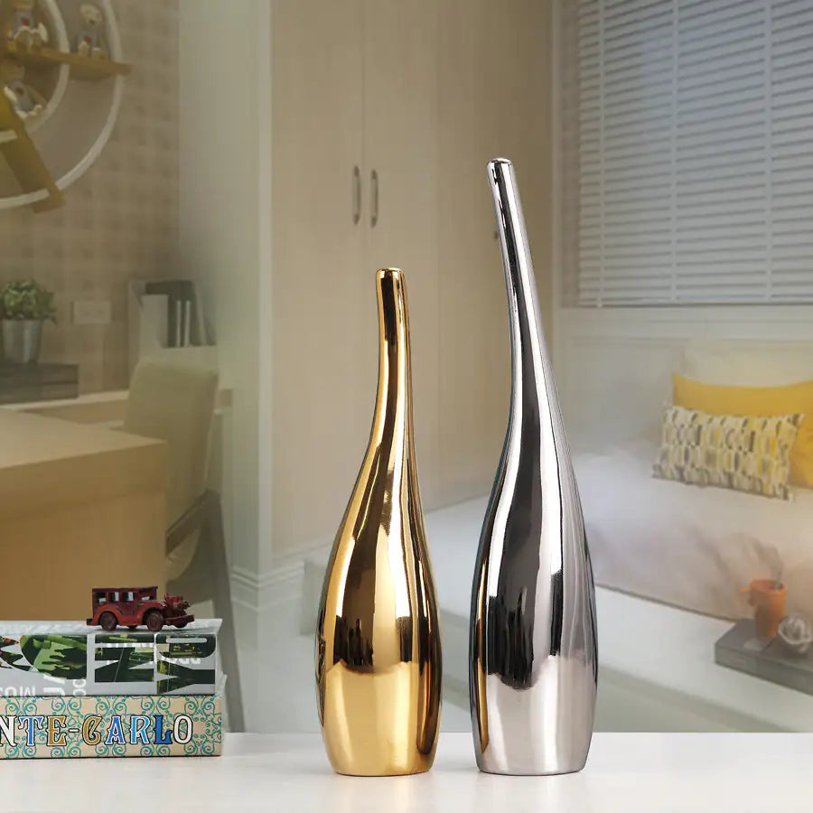 Nordic Gold-Plated Ceramic Vase for Statement Decor